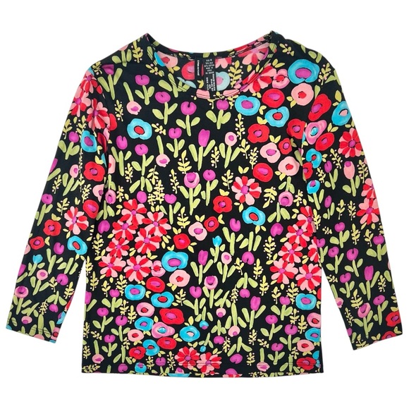 Vintage Tops - Vintage Silk - Y2K Vintage Lynn Ritchie Black Floral Silk Long Sleeve Blouse Top